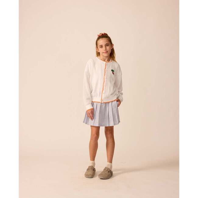 Organic Recess Cardigan in White Pointelle