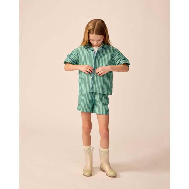 Bowling Shirt in Cucumber Stripe - Blouses - 4