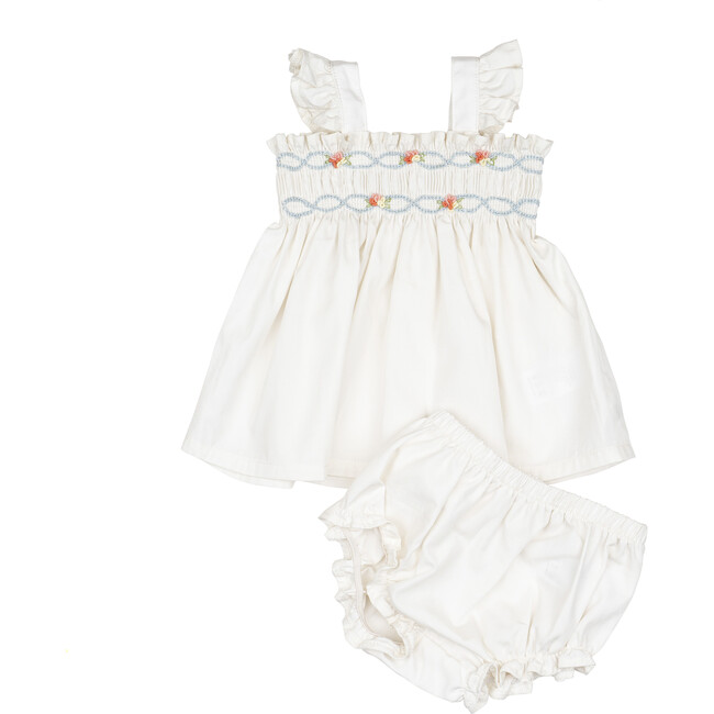 Embroidered Flutter Set, Ivory
