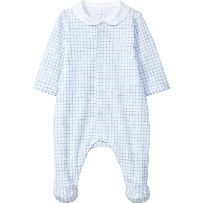 LARANJINHA Windowpane Footed Pajamas, Blue