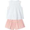 LARANJINHA Embroidered Blouse Shorts Set, Pink & White - Mixed Apparel Set - 2