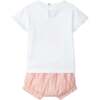 LARANJINHA Peaches Bloomer Baby Set, Pink & White - Mixed Apparel Set - 2