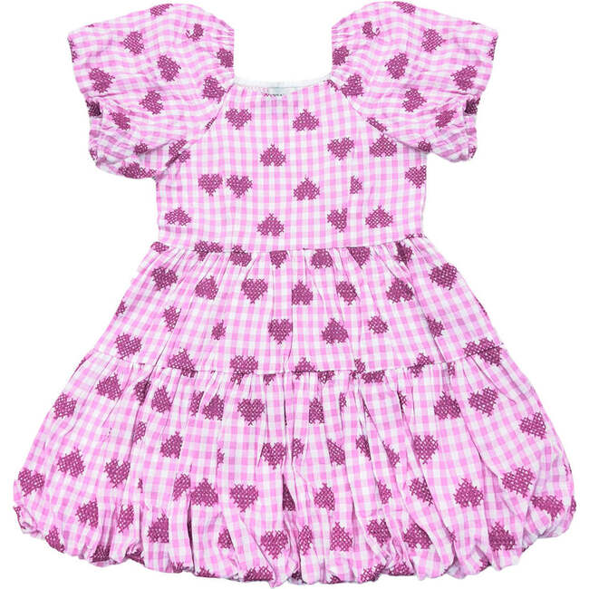 Pink Gingham Hearts Embroidery Daphne Dress