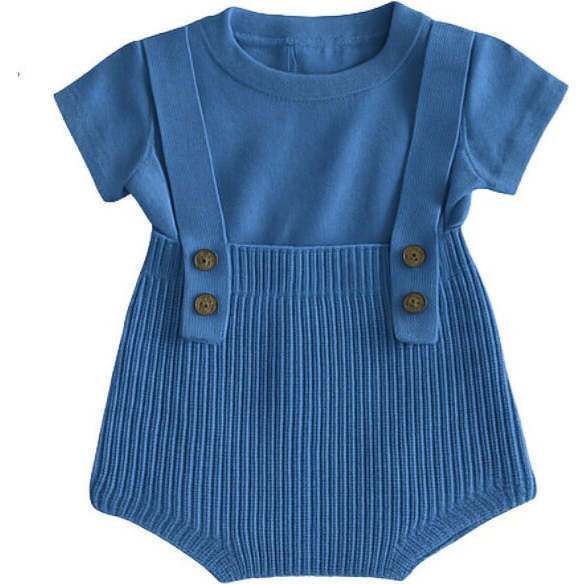 Victor Romper Set, Medium Blue