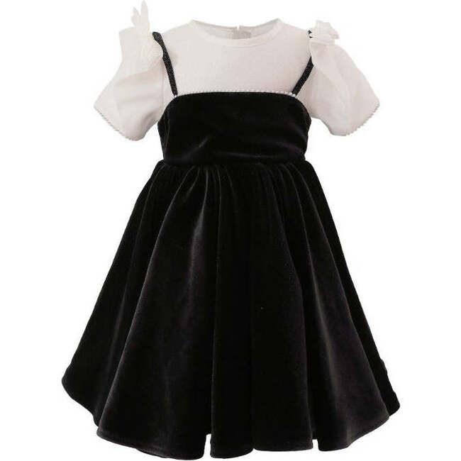 Velvet Bow Dress, Black & White