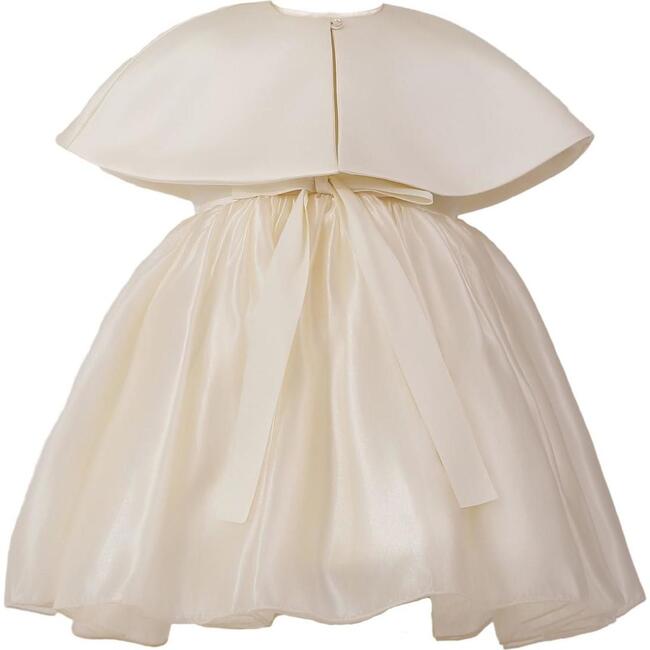 Timeless Cape-Overlay Gown, Beige