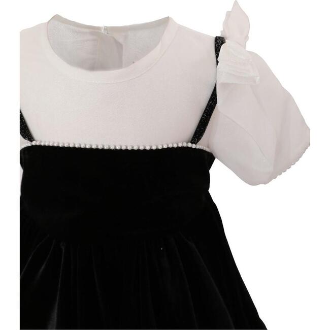 Velvet Bow Dress, Black & White