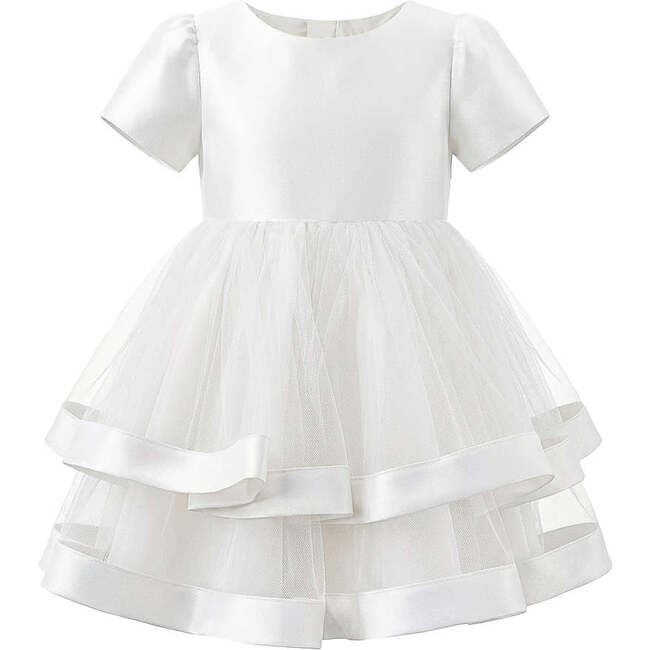 Satin Bow Dress, White