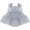Ruffled Party Dress, Light Grey - Dresses - 1 - thumbnail