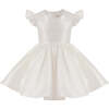 Satin Flutter-Sleeve Dress, White - Dresses - 1 - thumbnail