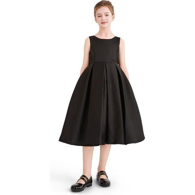 Satin Bow-Back Dress, Black