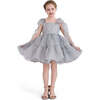 Ruffled Party Dress, Light Grey - Dresses - 2