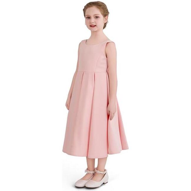 Satin Bow-Back Dress, Pink - Dresses - 4