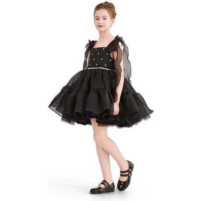 Ruffled Party Dress, Black - Dresses - 4