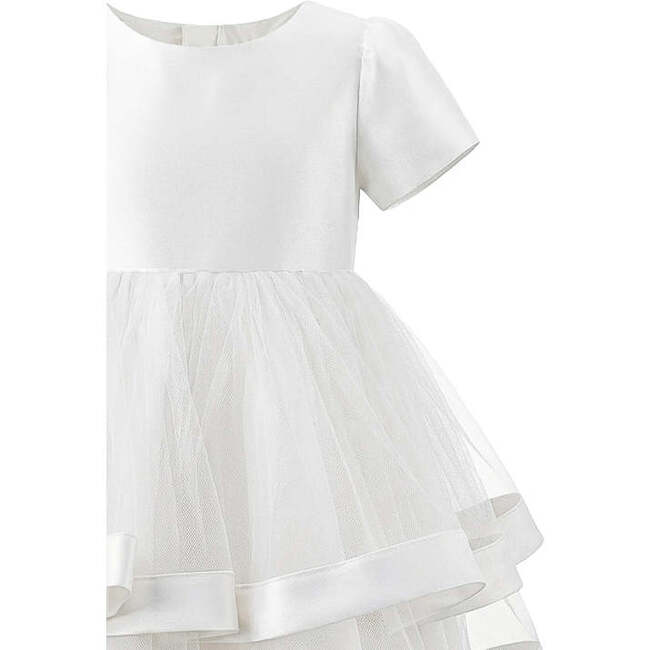 Satin Bow Dress, White - Dresses - 3