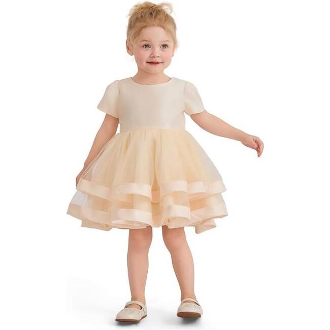 Satin Bow Dress, Champagne