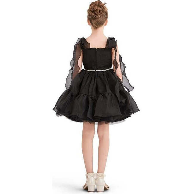 Ruffled Party Dress, Black - Dresses - 5