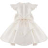 Satin Flutter-Sleeve Dress, White - Dresses - 3