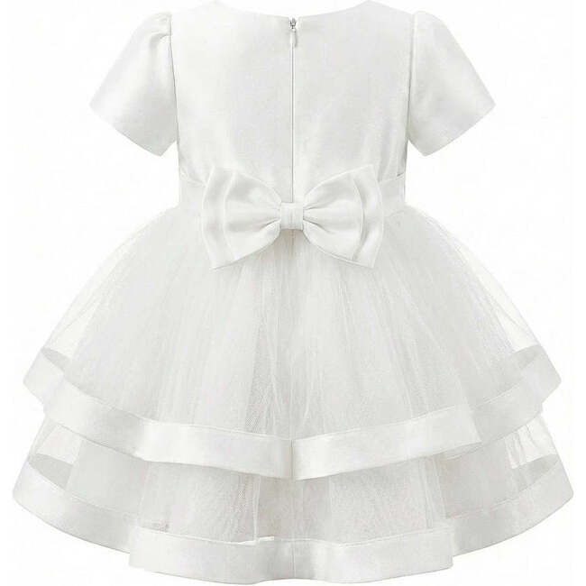 Satin Bow Dress, White - Dresses - 4
