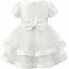 Satin Bow Dress, White - Dresses - 4