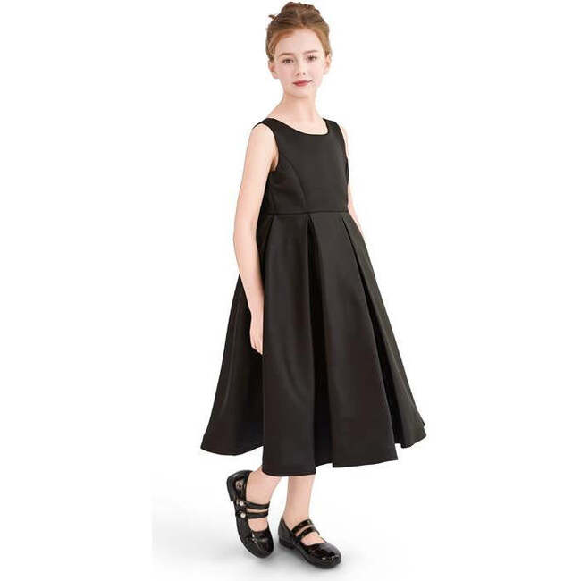 Satin Bow-Back Dress, Black - Dresses - 4