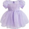Puff-Sleeve Party Dress, Purple - Dresses - 1 - thumbnail