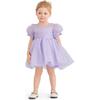 Puff-Sleeve Party Dress, Purple - Dresses - 2