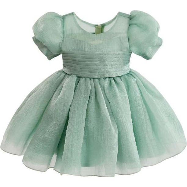 Puff-Sleeve Party Dress, Light Green