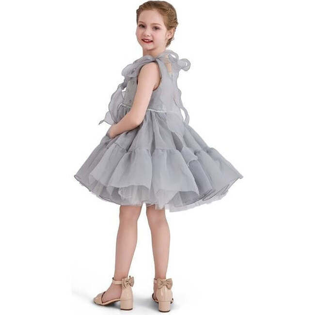 Ruffled Party Dress, Light Grey - Dresses - 6