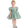 Puff-Sleeve Party Dress, Light Green - Dresses - 2
