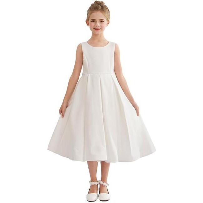 Satin Bow-Back Dress, White