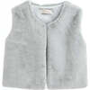 Plush Fur Vest, Gray - Vests - 1 - thumbnail