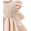 Satin Bow Occasion Dress, Champagne - Dresses - 2 - thumbnail