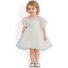 Puff-Sleeve Party Dress, Ivory - Dresses - 2