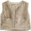 Plush Fur Vest, Beige - Vests - 1 - thumbnail