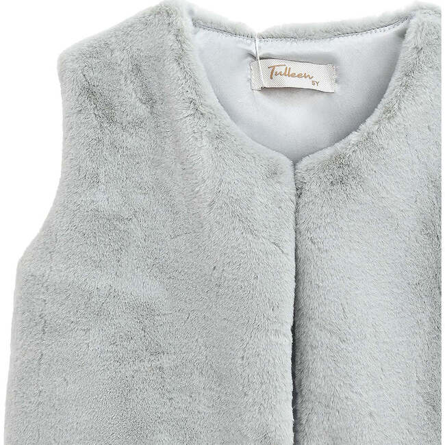 Plush Fur Vest, Gray - Vests - 3