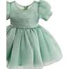 Puff-Sleeve Party Dress, Light Green - Dresses - 3