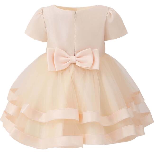 Satin Bow Dress, Champagne - Dresses - 4