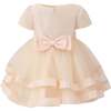 Satin Bow Dress, Champagne - Dresses - 4