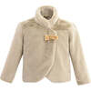 Plush Asymmetrical Coat, Beige - Coats - 1 - thumbnail