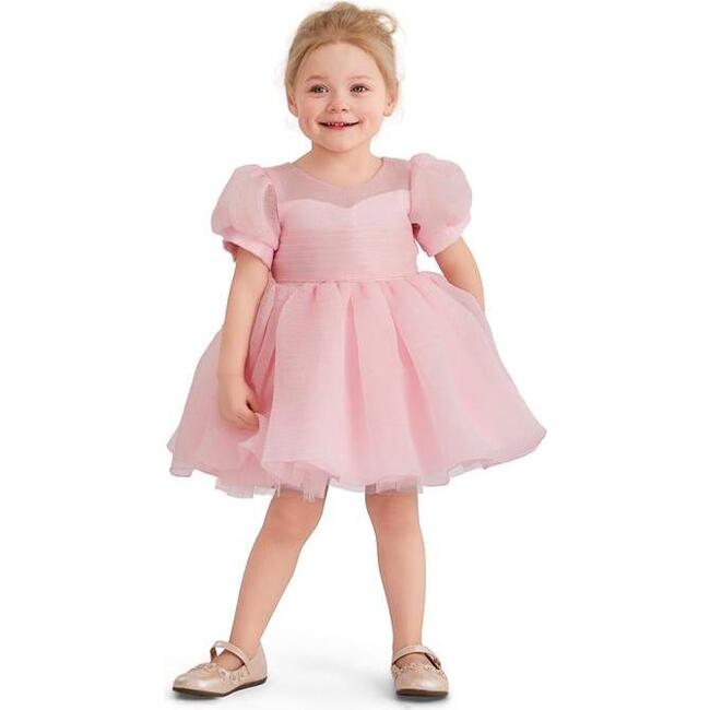 Puff-Sleeve Party Dress, Pink