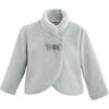 Plush Asymmetrical Coat, Gray - Coats - 1 - thumbnail