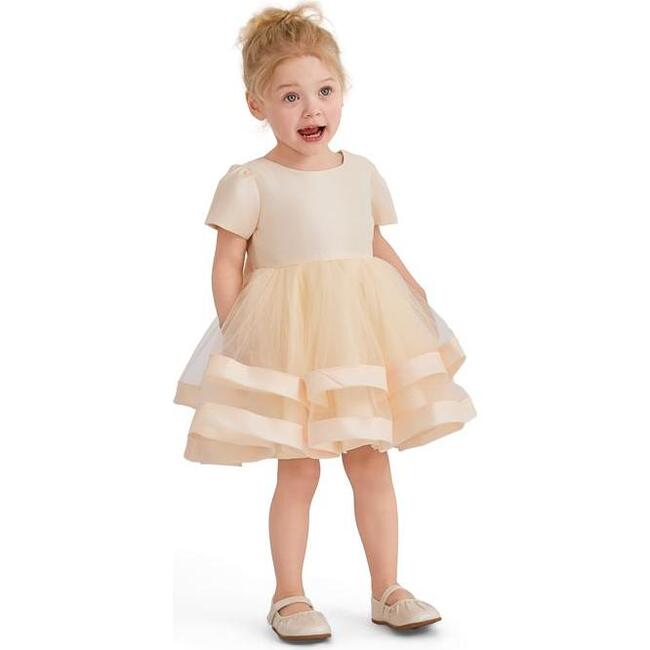 Satin Bow Dress, Champagne - Dresses - 5