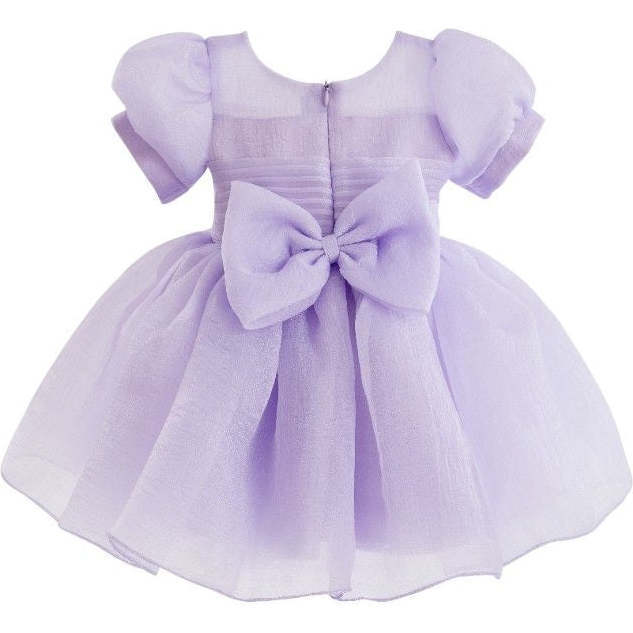 Puff-Sleeve Party Dress, Purple - Dresses - 4