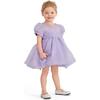Puff-Sleeve Party Dress, Purple - Dresses - 5