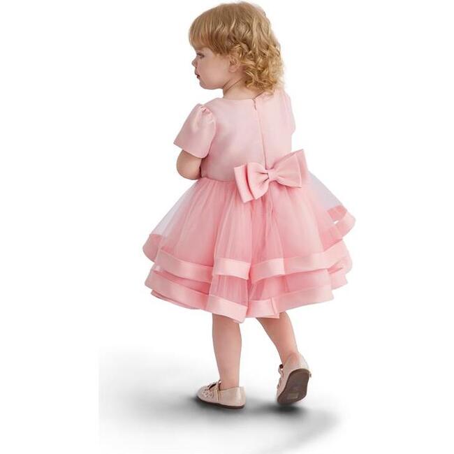 Satin Bow Dress, Pink - Dresses - 7