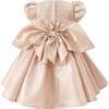 Satin Bow Occasion Dress, Champagne - Dresses - 3 - thumbnail