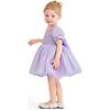 Puff-Sleeve Party Dress, Purple - Dresses - 7