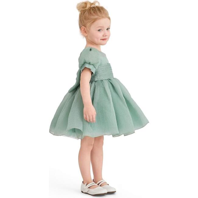 Puff-Sleeve Party Dress, Light Green - Dresses - 6