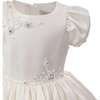 Floral-Embroidered Pleated Dress, Ivory - Dresses - 2